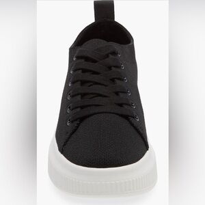 Platform street-chic sneakers, textile upper, black, 1 3/4 heel, size 6